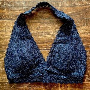 Lace Halter Bralette - Navy